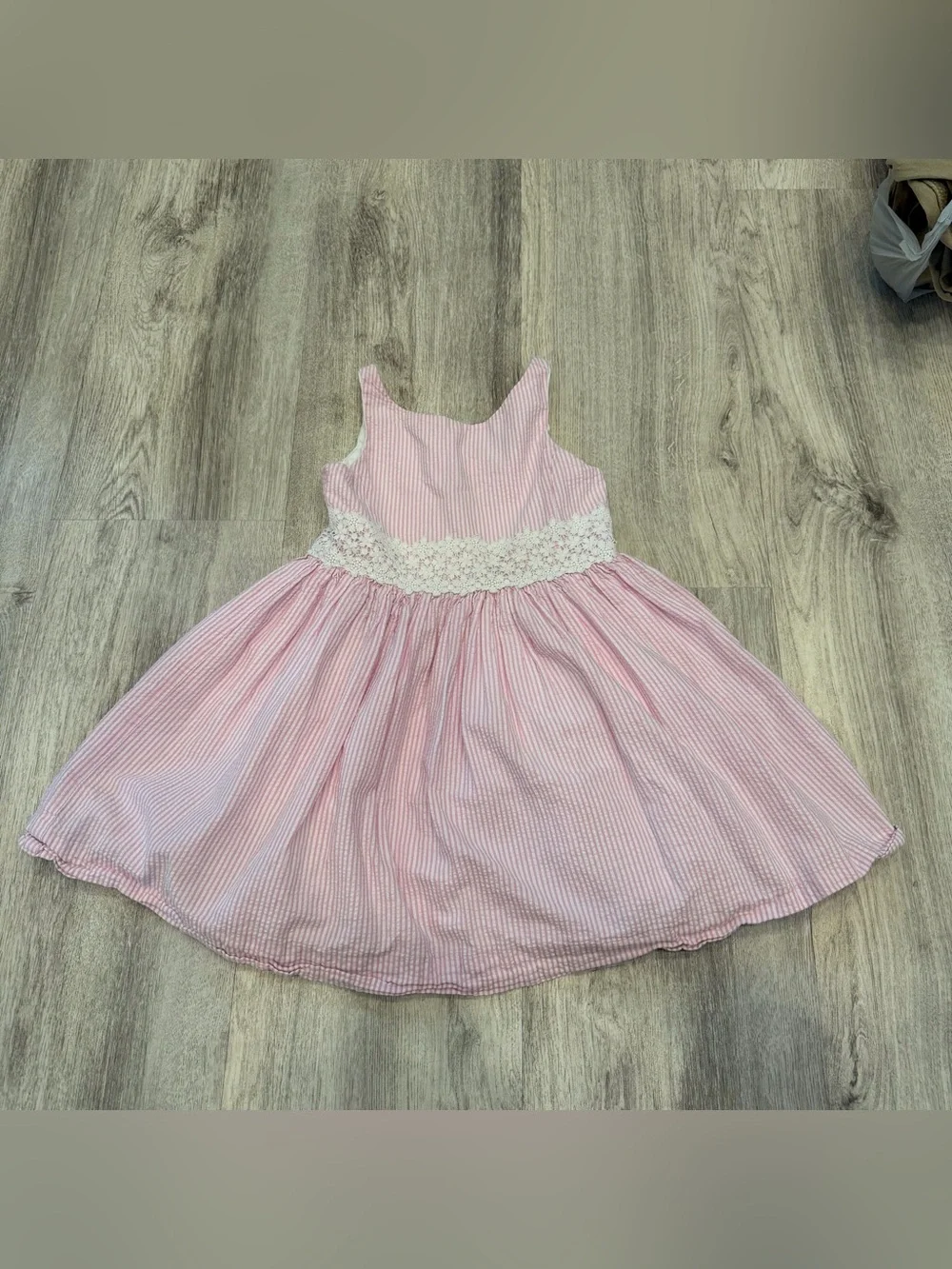 Polo Ralph Lauren Girls Pink White Seersucker Dress Size 5